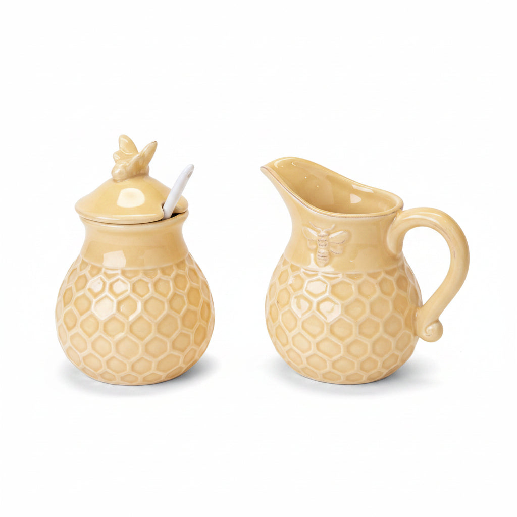 Embossed Ceramic Cream & Sugar Set