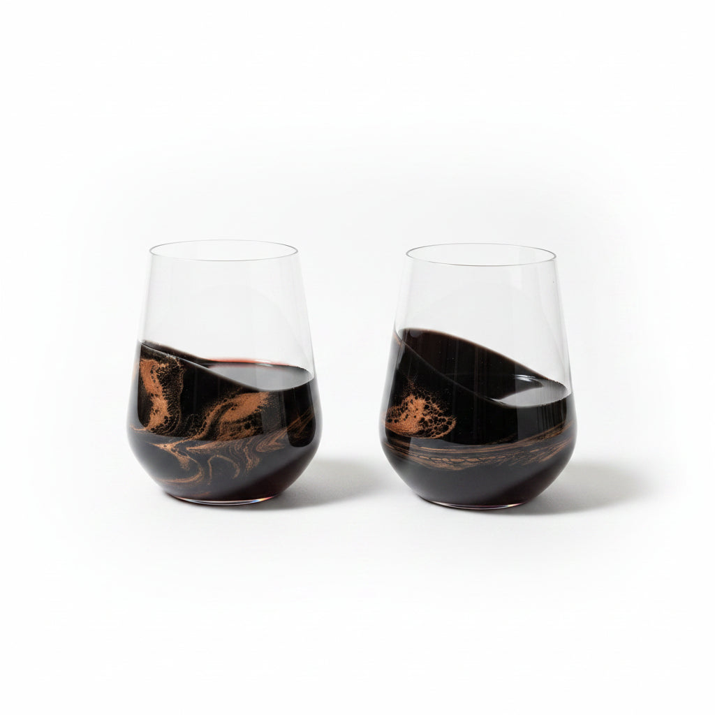 Lynn & Liana Marble Resin set of Wine Glasses