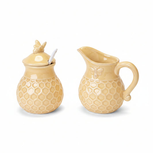 Embossed Ceramic Cream & Sugar Set