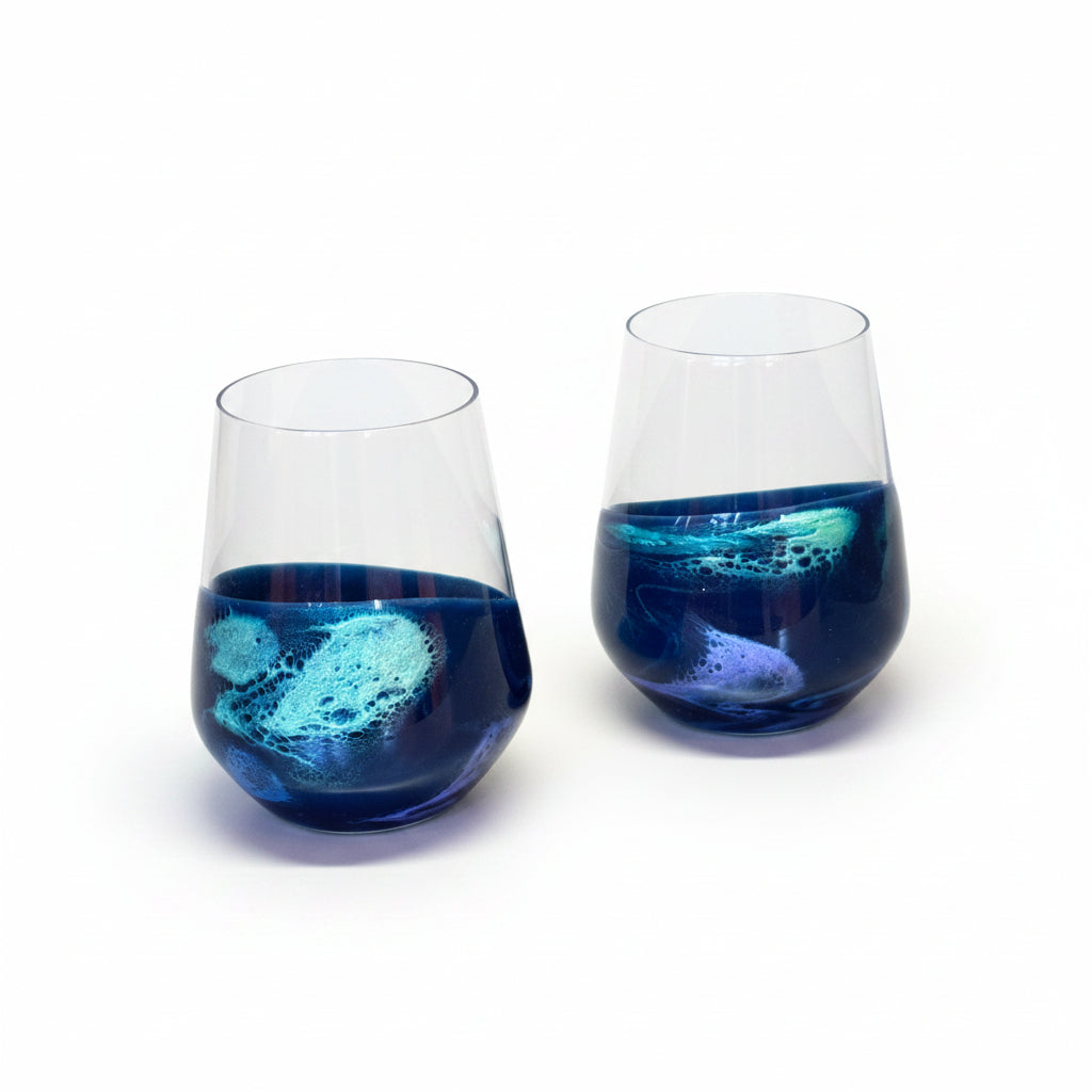 Lynn & Liana Marble Resin set of Wine Glasses