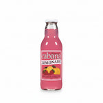 Pink lemonade bottle with 'cabana' label on a white background